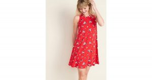 red floral on dress