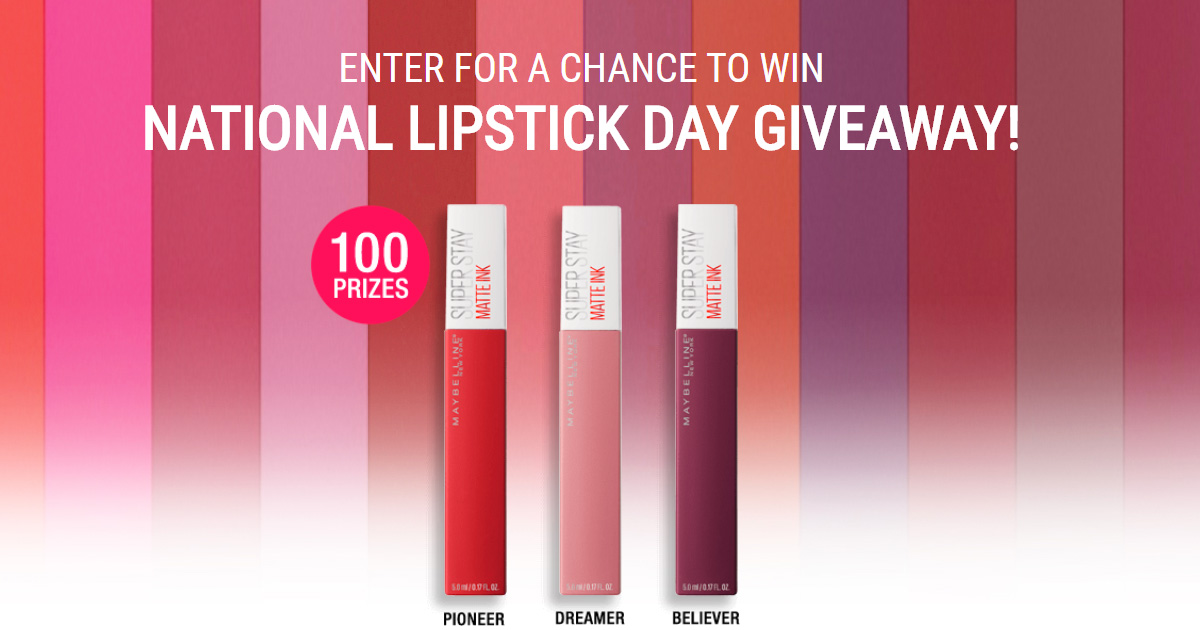Maybelline National Lipstick Day 2020 Sweepstakes The Freebie Guy®