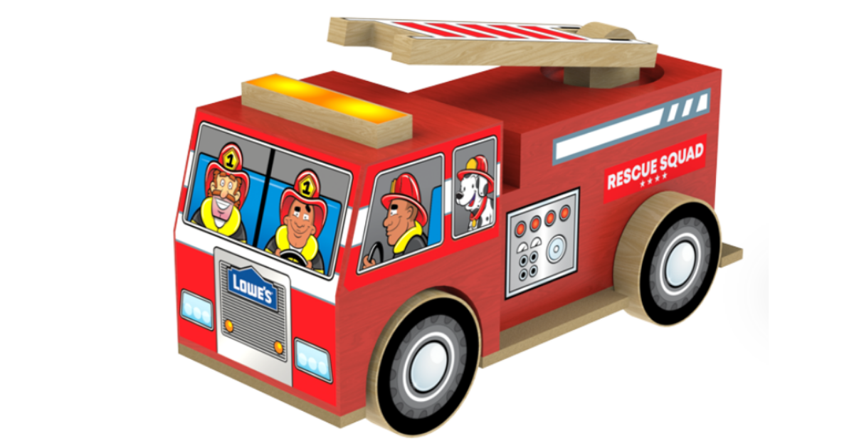 Lowe's FREE Kid's DIY Fire Truck Project! - The Freebie Guy