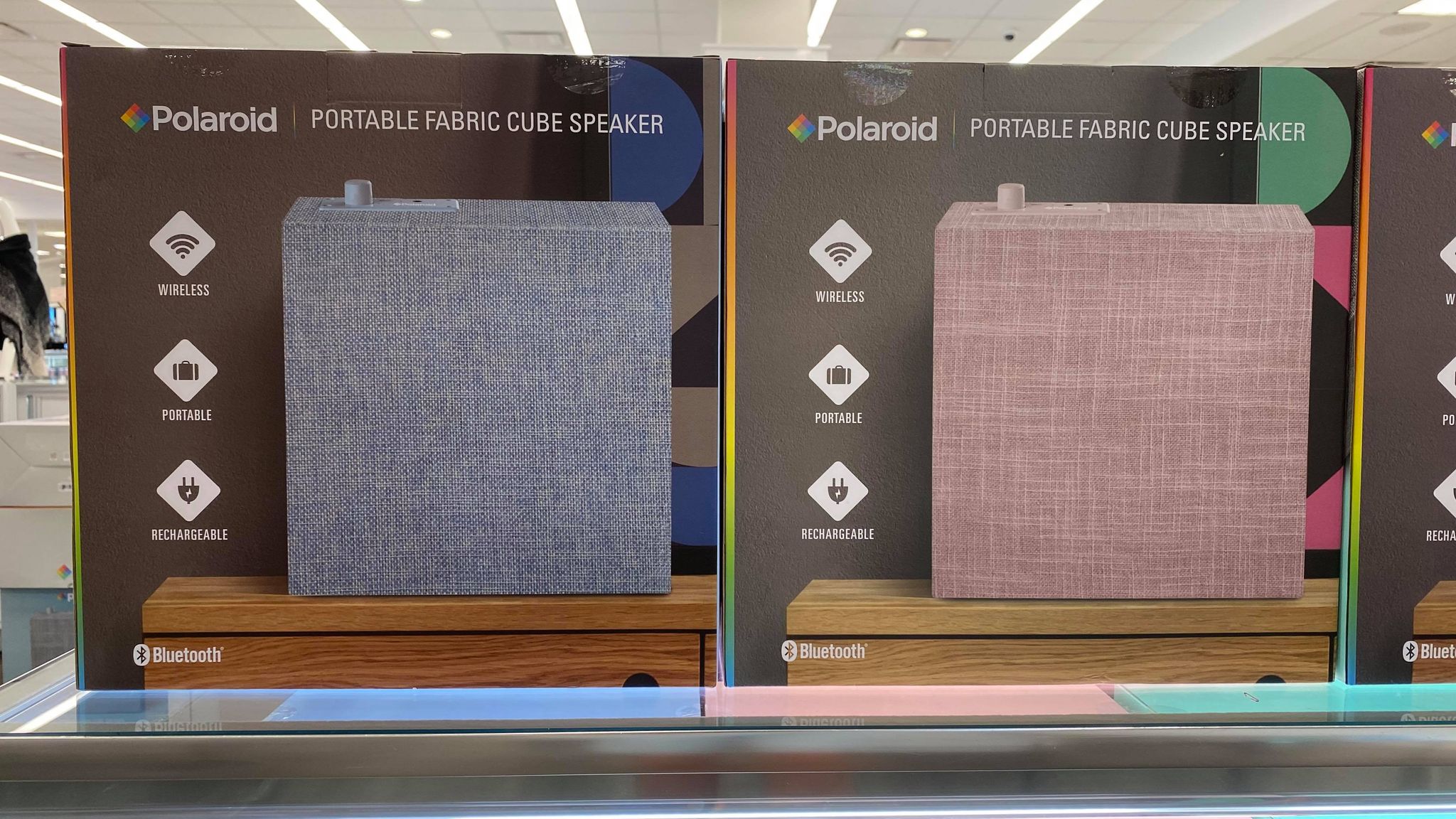 polaroid portable fabric cube speaker