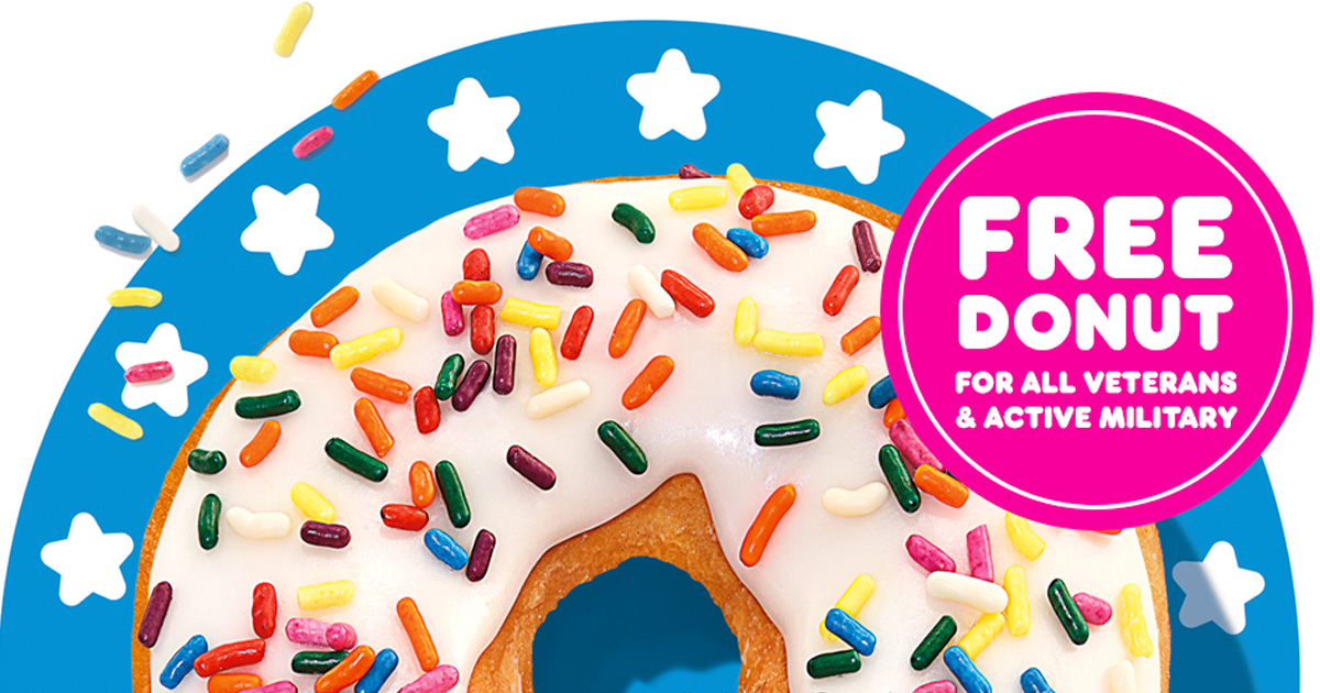 Free Donut at Dunkin' Donuts on Veteran's Day The Freebie Guy Freebies, Penny Shopping, Deals