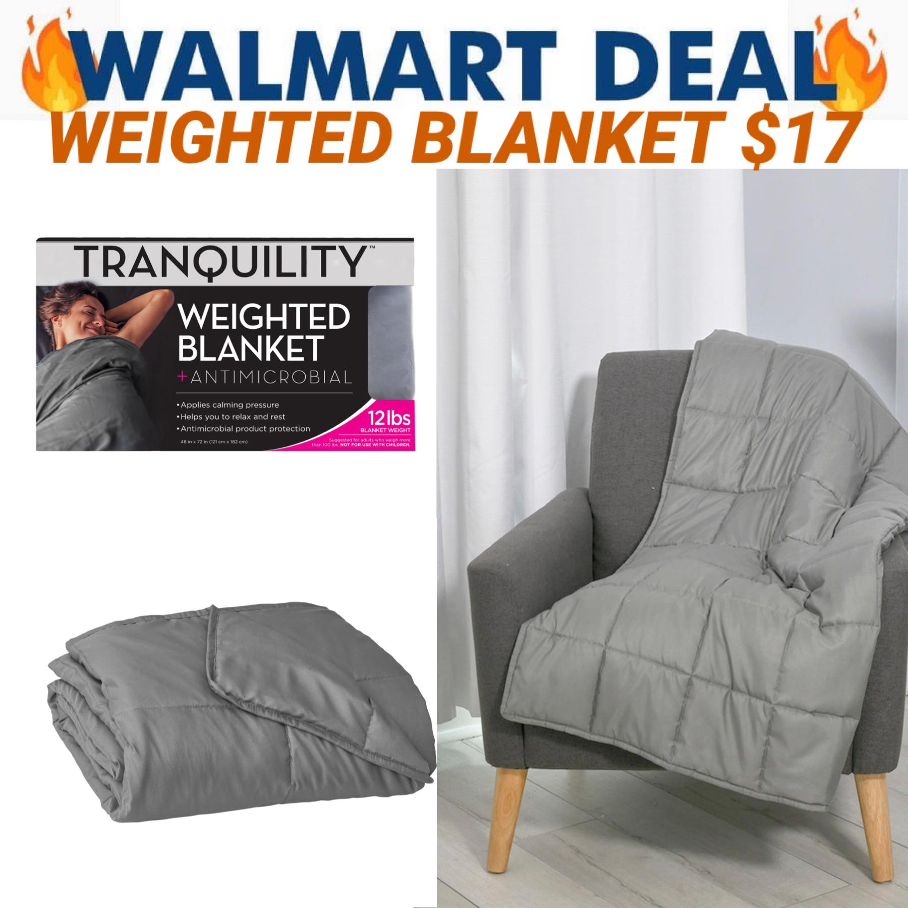WLAMART - 12 LB WEIGHTED BLANKET $17 - The Freebie Guy