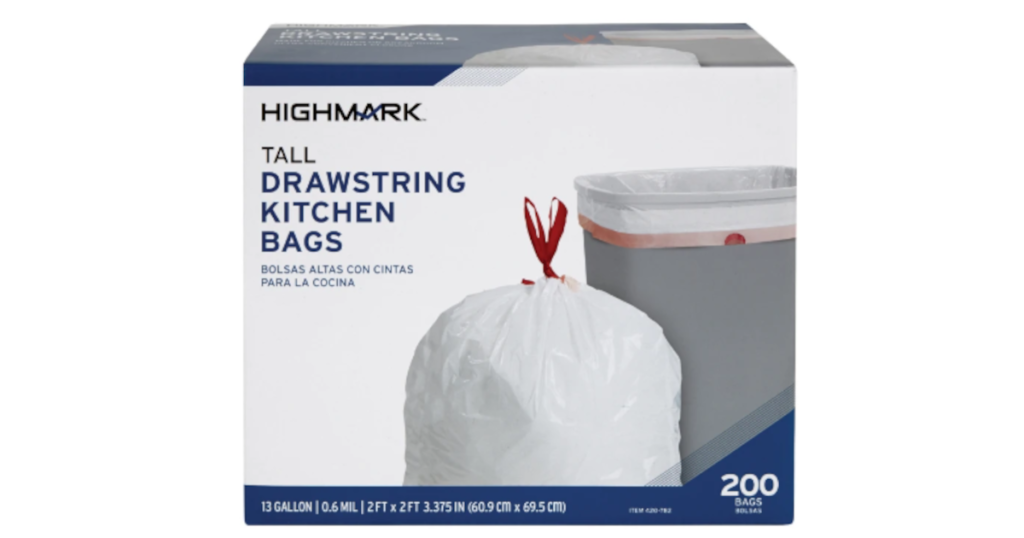 Highmark Tall Drawstring Kitchen Trash Bags 13 Gallon ONLY 8.00 (REG
