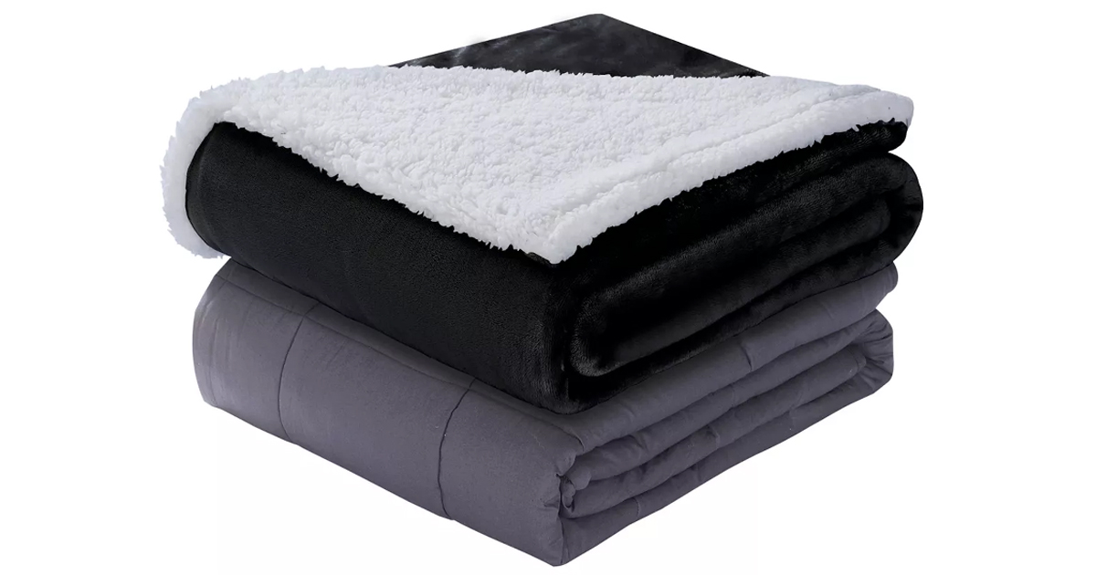 Kohl's Soft Sherpa Reversible 15-lb. Weighted Blanket & Washable Cover