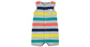 striped snapped romper