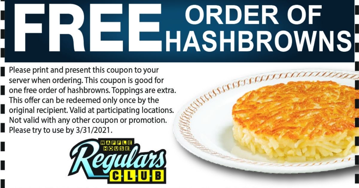 FREE Hashbrown's at Waffle House (Coupon Offer) The Freebie Guy®