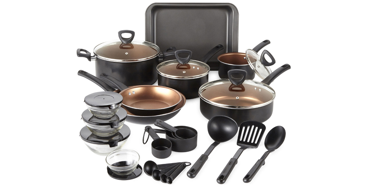 JC PENNEY COOKS 30PC NON STICK COOKWARE SET ONLY 59.99 The Freebie