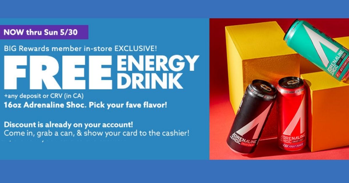 Free 16 oz Adrenaline Shoc Drink for Big Lots Rewards Members The