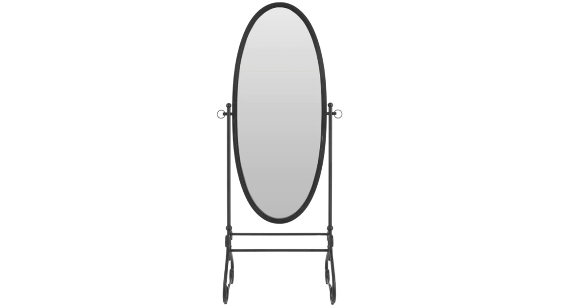 Black Standing Oval Mirror with Tilt