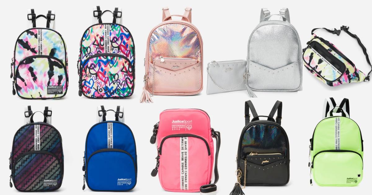 JUSTICE - $12 BAGS AND BACKPACKS - The Freebie Guy® ️️️