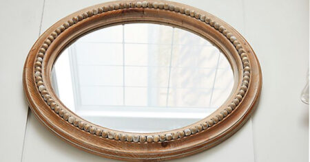 Bee WilloW Home Inch x Inch Oval Wall Mirror in Natural Wood