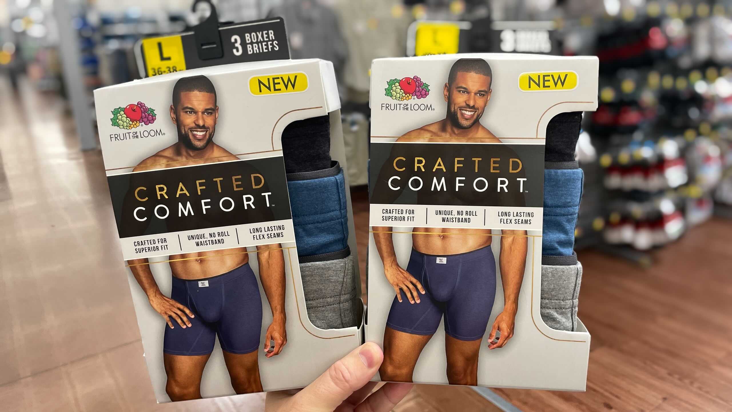 Fruit of the Loom Crafted Comfort Mens 3 Pack Boxer Briefs