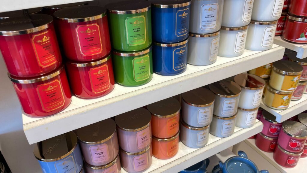bath and body works candle day candles on shelf