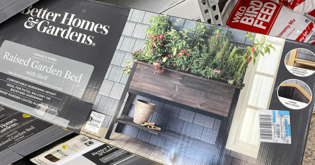 Raised Garden Bed with Shelf Cedar and Steel