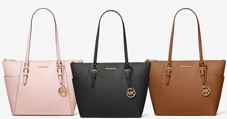 MICHAEL KORS - CHARLOTTE LARGE SAFFIANO LEATHER TOTE BAG ONLY $75.65 ...