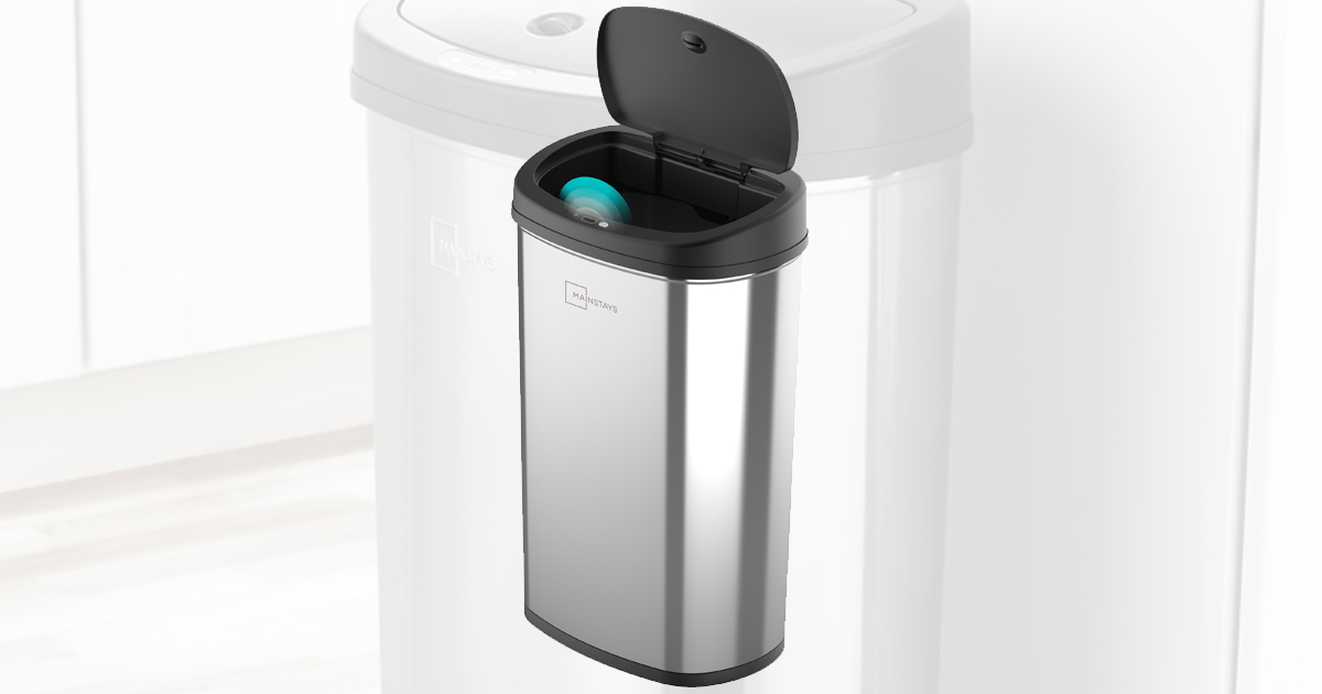 WALMART MAINSTAYS 13.2 Gal Motion Sensor Trash Can 34.98 The
