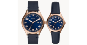 his and her wylie navy fossil watches