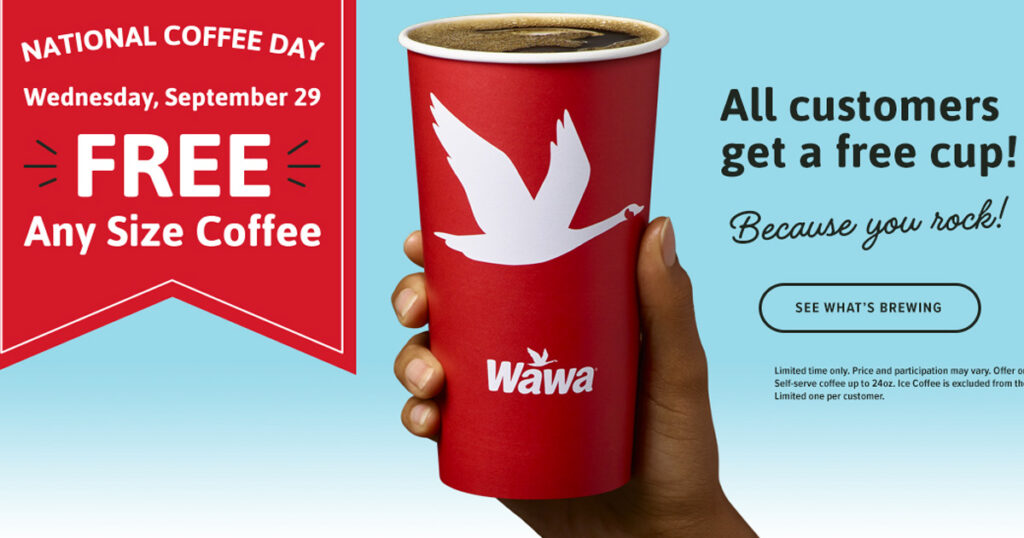 Free Any Sized Cup of Coffee at Wawa for ALL Customers The Freebie Guy®