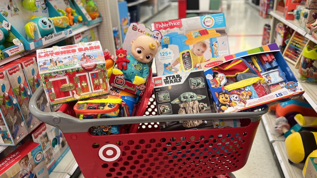 target buggy full of toys in-store