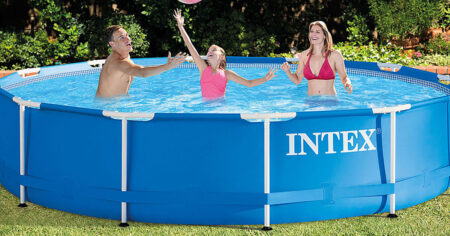 Intex Above Ground Swimming Pool with Pump Filter Cartridge Pack and Cover