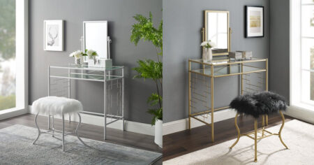 Metal vanity with chair