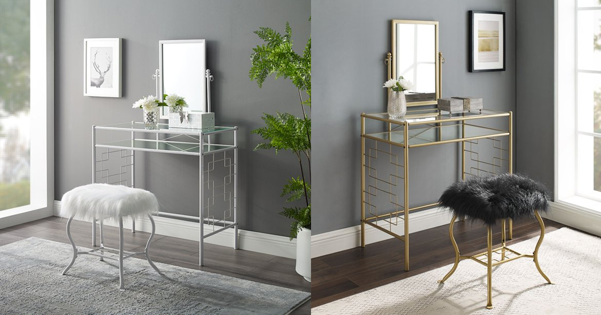 Metal vanity with chair