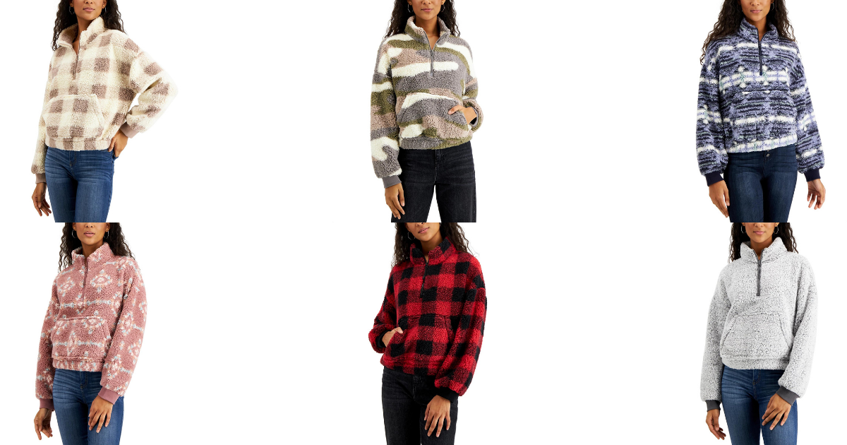 sherpa half zip tops