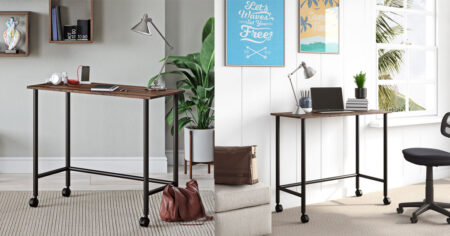 Your Zone Beckett Kids Metal Rolling Writing Desk Black