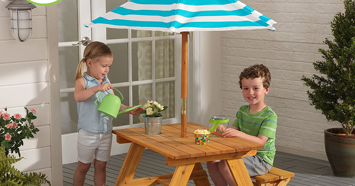 Walmart Kidkraft Outdoor Wooden Table Bench Set Only 66 33 Shipped   Kidkraft Picnic Table 