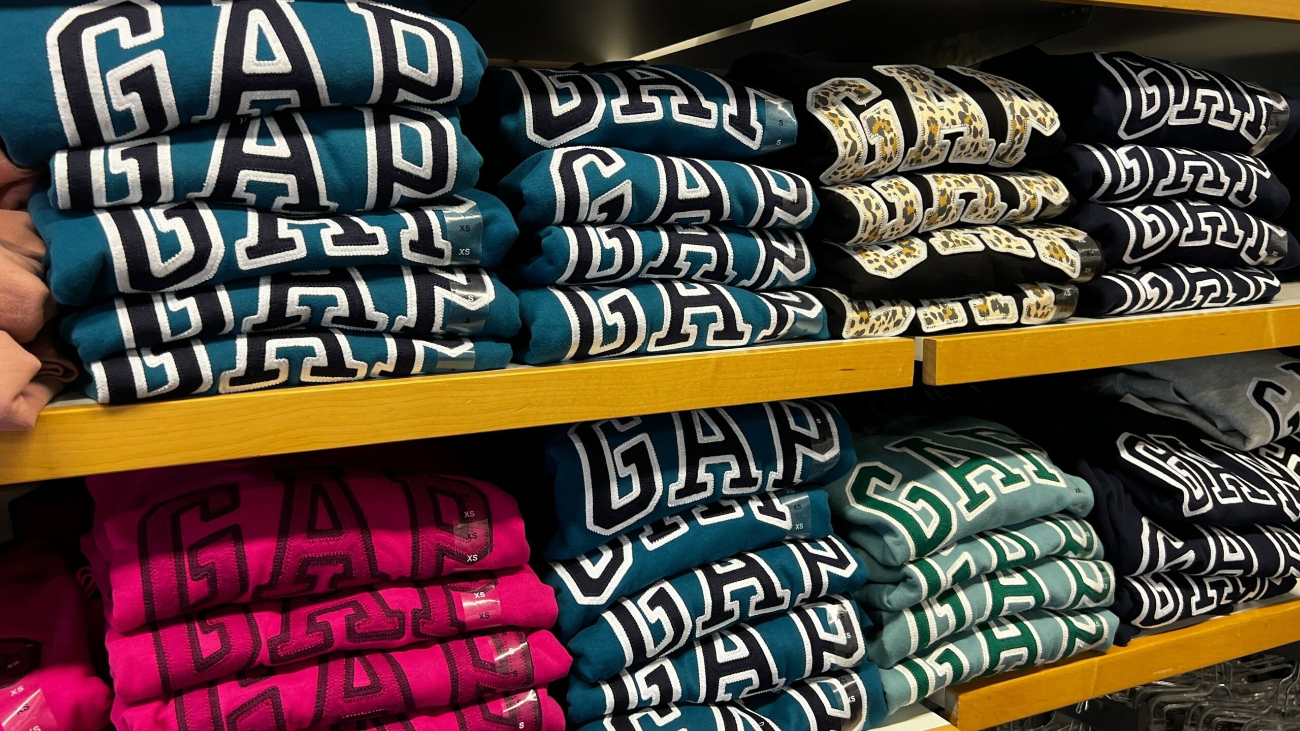 Gap Apparel on a shelf in-store