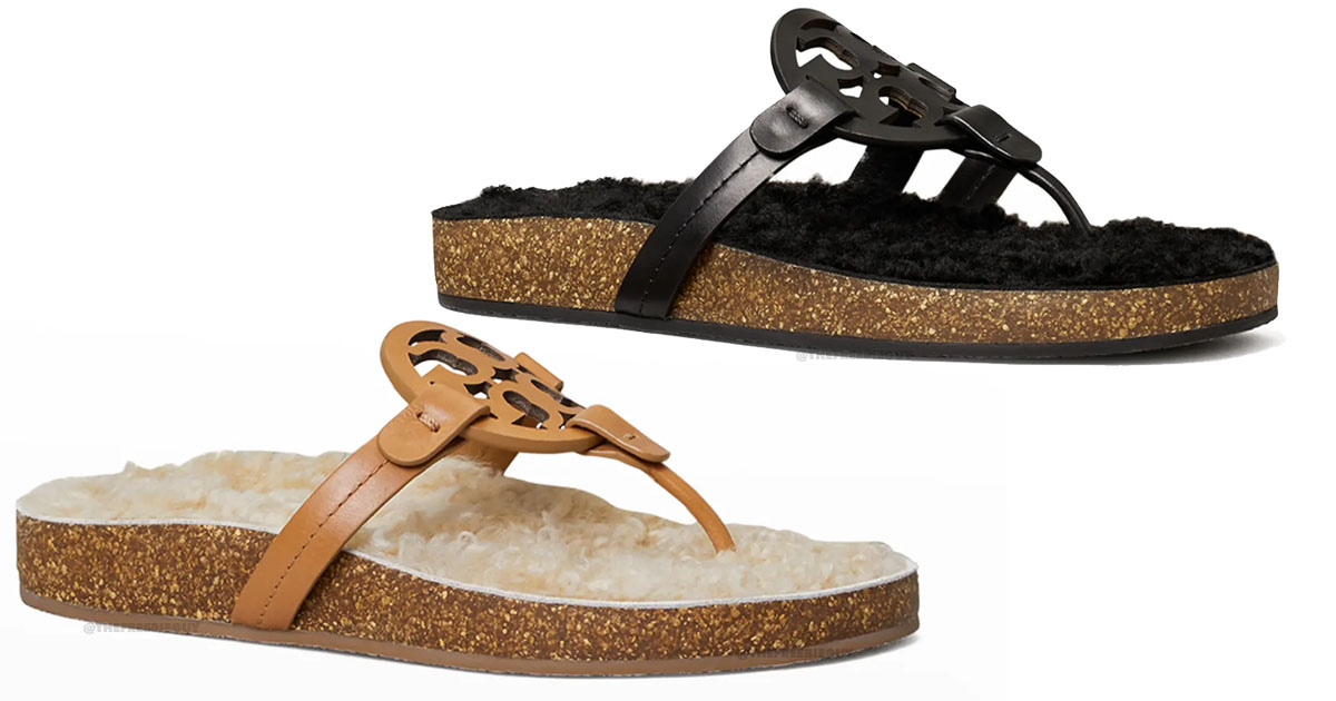 NEIMAN MARCUS - TORY BURCH MILLER CLOUD SHEARLING MEDALLION SANDALS ONLY  $94 - The Freebie Guy®