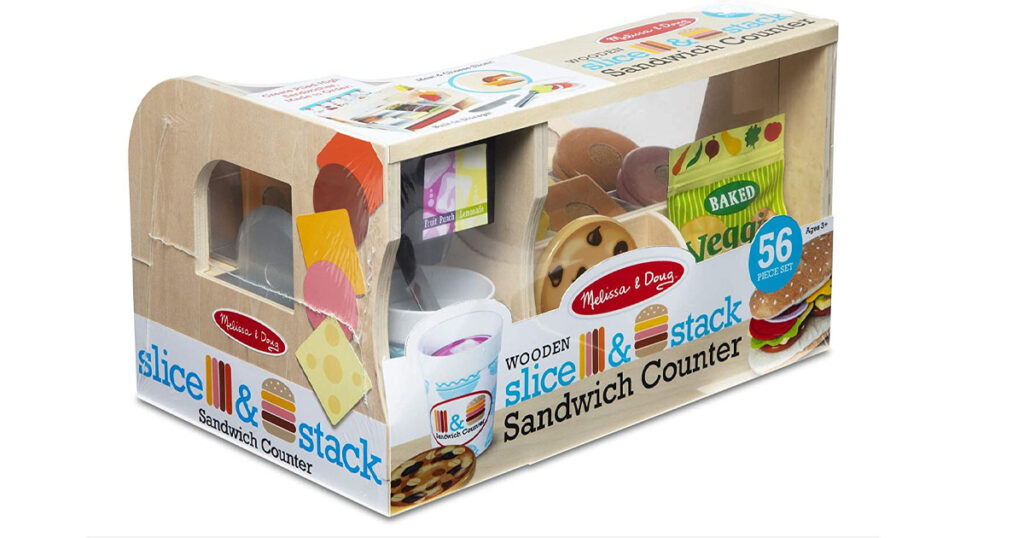 AMAZON MELISSA DOUG WOODEN PLAYSETS UP TO 65 OFF The Freebie Guy   Melissa Dough Wooden Slice Stack Sandwich Counter 1024x538 