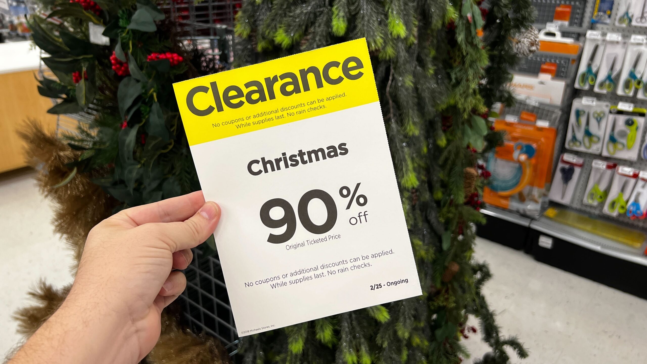 90% off Christmas Clearance sign