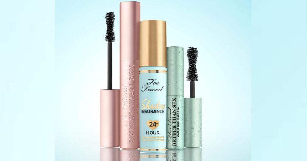 Too Faced Sexy Eyes Rain or Shine pc Set with Mascara Shadow Primer