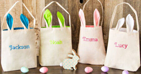 Personalized Bunny Tote Bags
