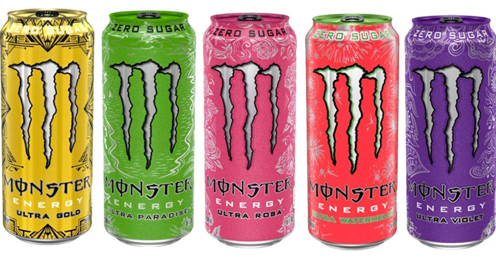 5 cans of monster energy drinks