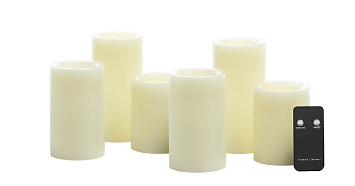Simply Essential Pack Wax LED Pillar Candles with Remote Control