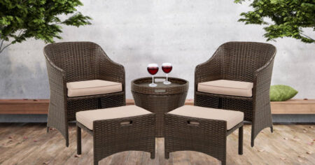 Best Choice Products Piece Outdoor Wicker Bistro Set with Side Storage Table