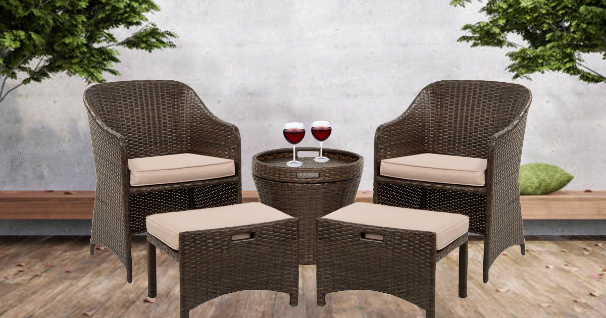 5 piece outdoor wicker bistro set