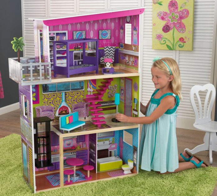 KidKraft Super Model Wooden Dollhouse for inch Dolls with Elevator and Accessories e