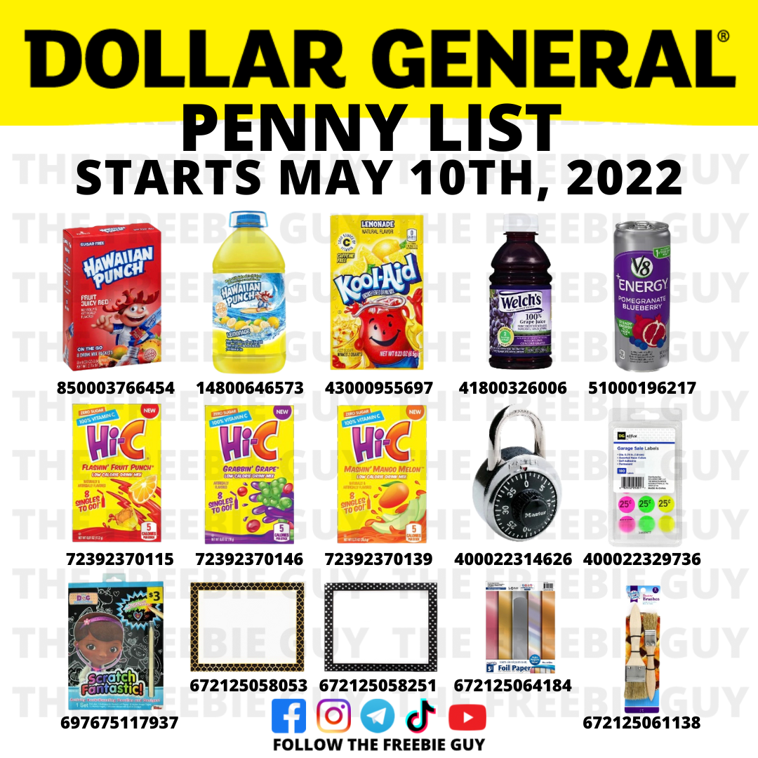 Dollar General Penny List for May 10, 2022 The Freebie Guy®