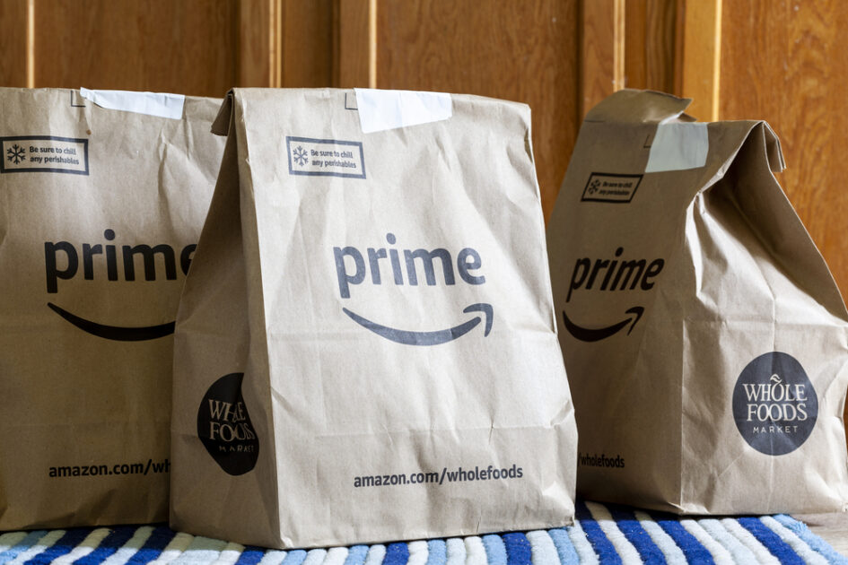 amazon prime whole foods brown paper sacks on table