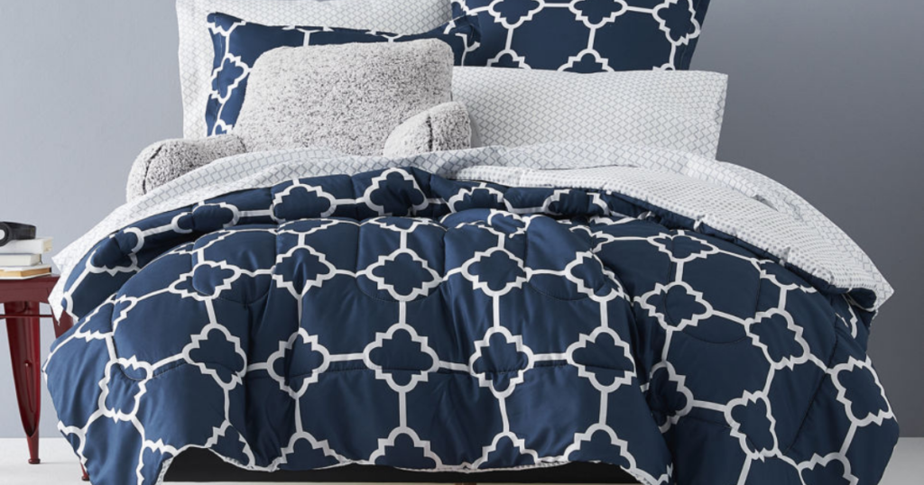 navy blue and white jcpenney doorbuster comforter set