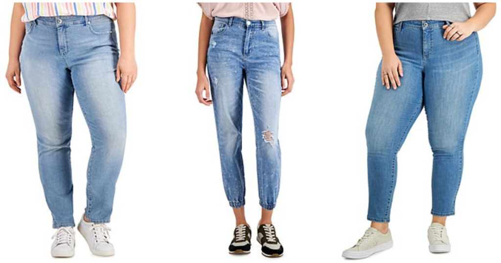 three women wearing macys womens jeans