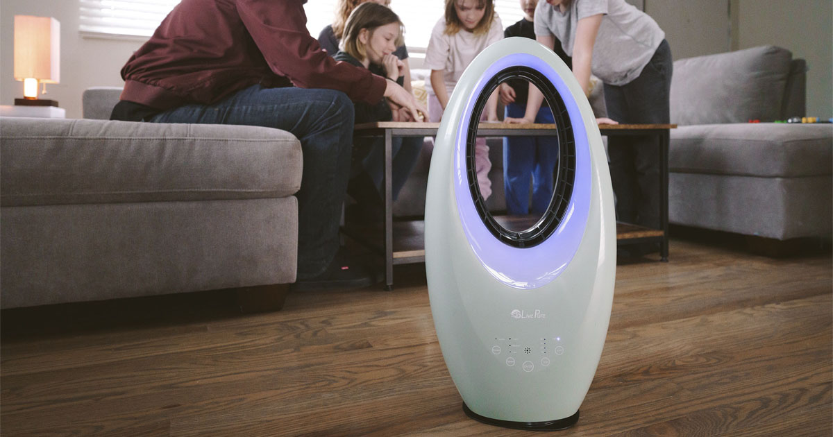 LivePure Oscillating Bladeless Fan with Filtration Essential Oil Tray