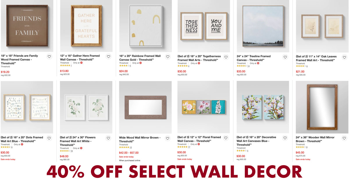 TODAY ONLY 40 off Select Wall Decor at Target The Freebie Guy