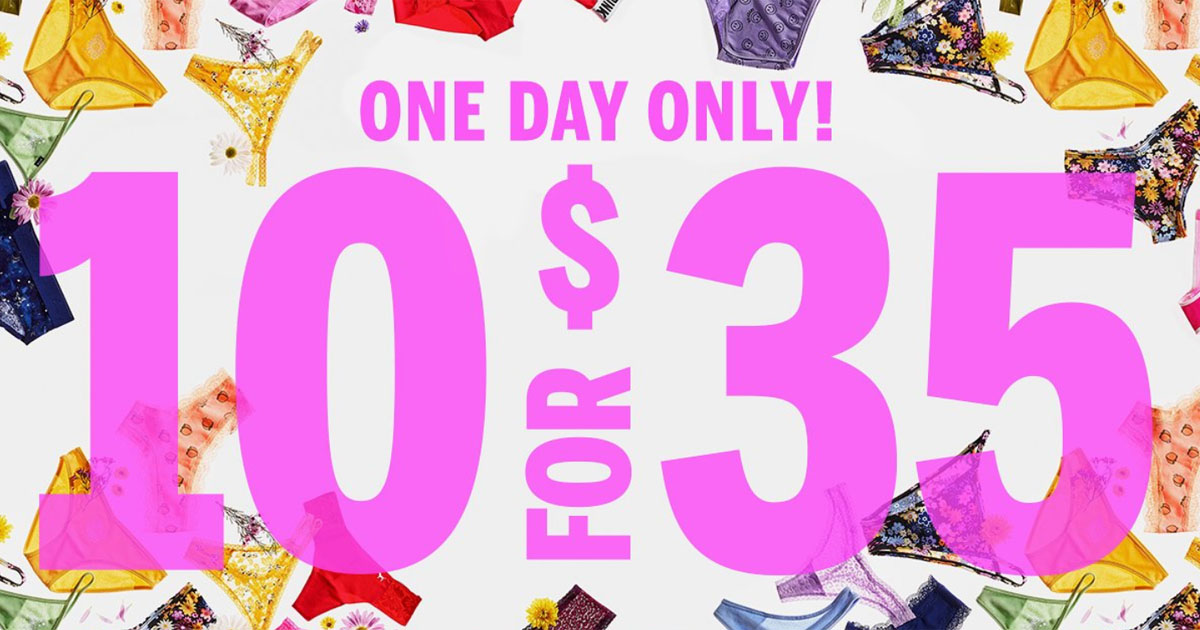 Today only! 🎊 Score 10/$35 All PINK Panties in stores and online