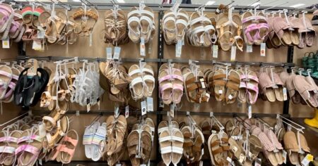 Display of sandals at Target