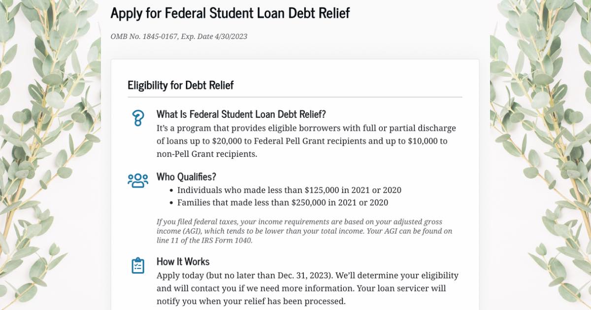 STUDENT LOAN DEBT RELIEF APPLICATIONS ARE NOW OPEN! The Freebie Guy® ️️️