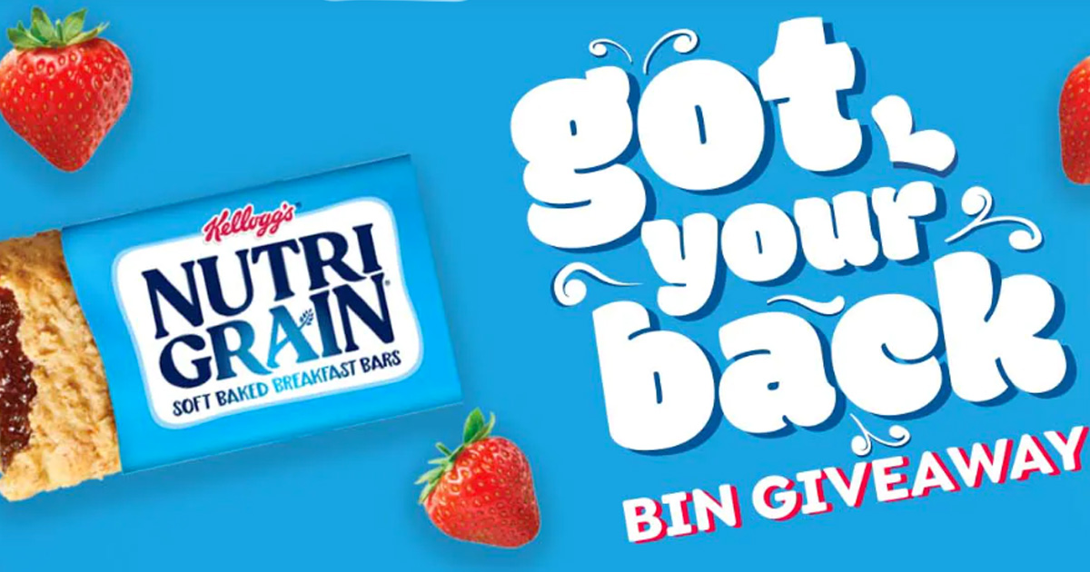 The Kellogg’s NutriGrain “Got Your Back” Bin Sweepstakes The Freebie